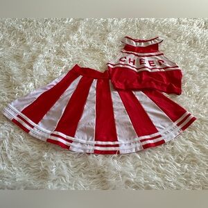 ❤️✨ Red & White Sparkly Cheerleader Costume Set – Top & Skirt ✨📣